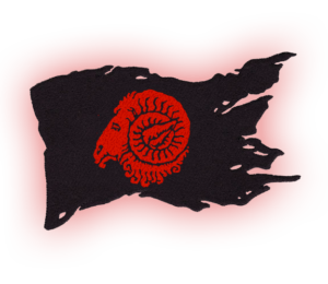 pirate flag with Aries ram head symbol