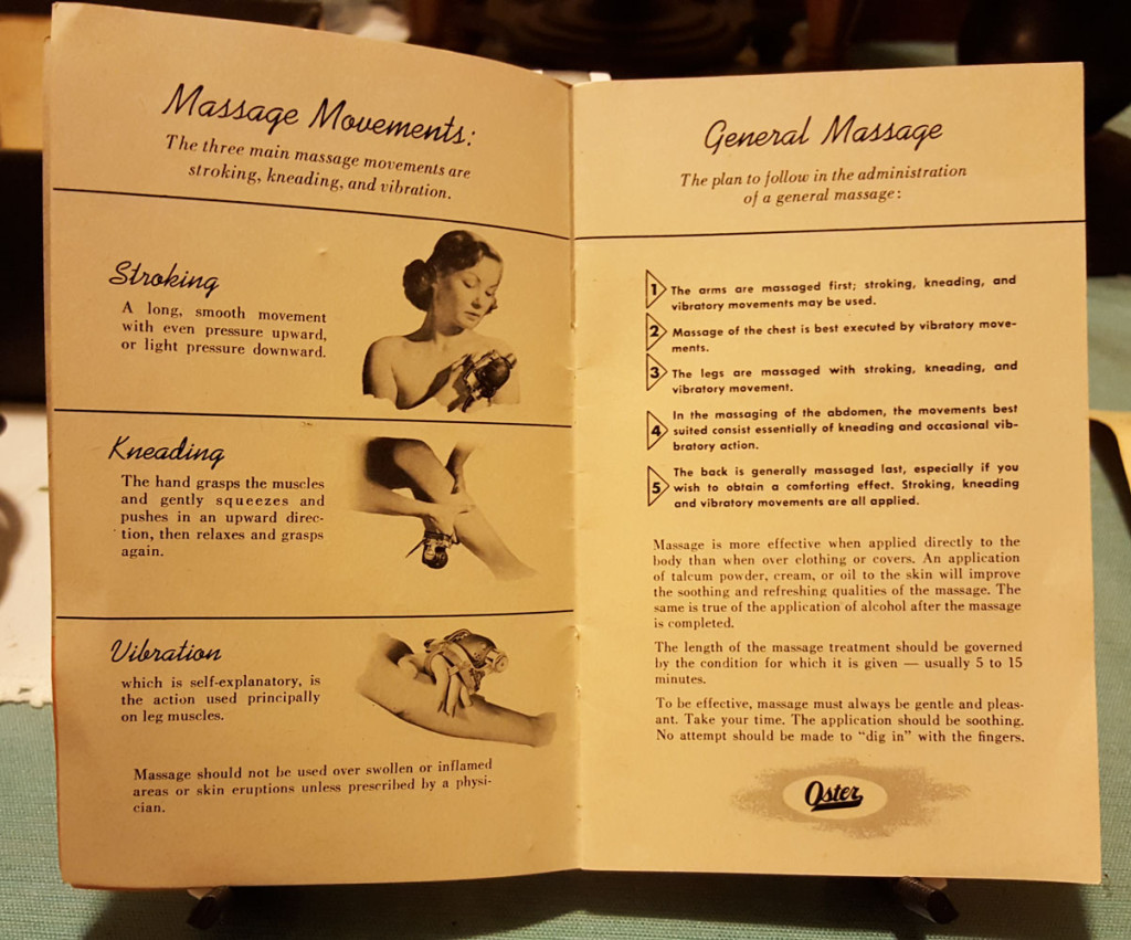 Oster Stim-u-Lax Massager manual pages