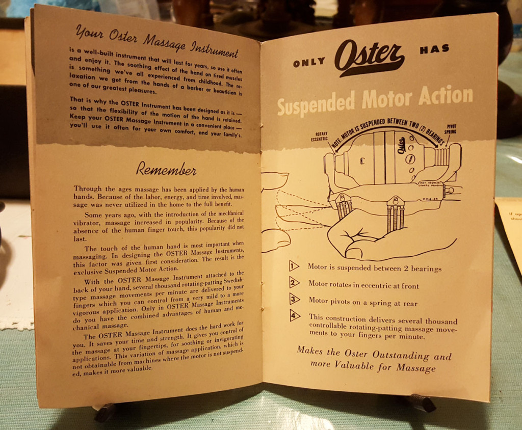 Oster Stim-u-Lax Massager manual pages