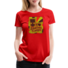 Model wearing Women's Premium T-shirt with Eris Adderly Bass-Ackwards HIDEOUS LAMPS 2 design in red