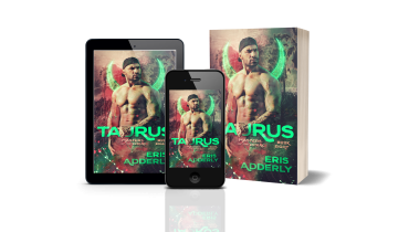 Taurus, shown in paperback, on an eReader, and on a smartphone